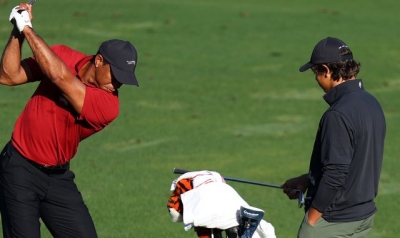 The Masters: Tiger Woods has range session with son Charlie ahead of final round at Augusta National