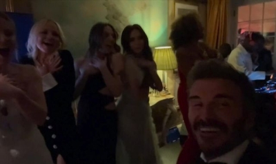 Spice Girls reunite for Victoria Beckham&#039;s 50th birthday with Stop singalong